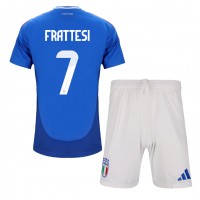 Italy Davide Frattesi #7 Replica Home Minikit Euro 2024 Short Sleeve (+ pants)